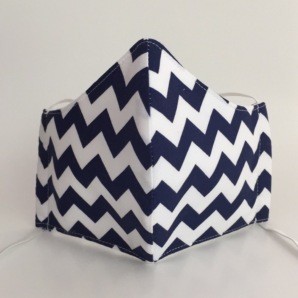 Navy Chevron Handmade Fabric Face Masks